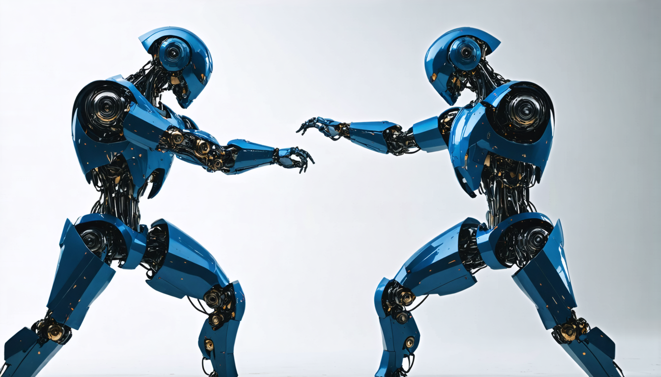discover a spectacular duel where the unitree g1 robot disarms a human with a kick in an impressive animation, merging technology and action in a captivating scene.