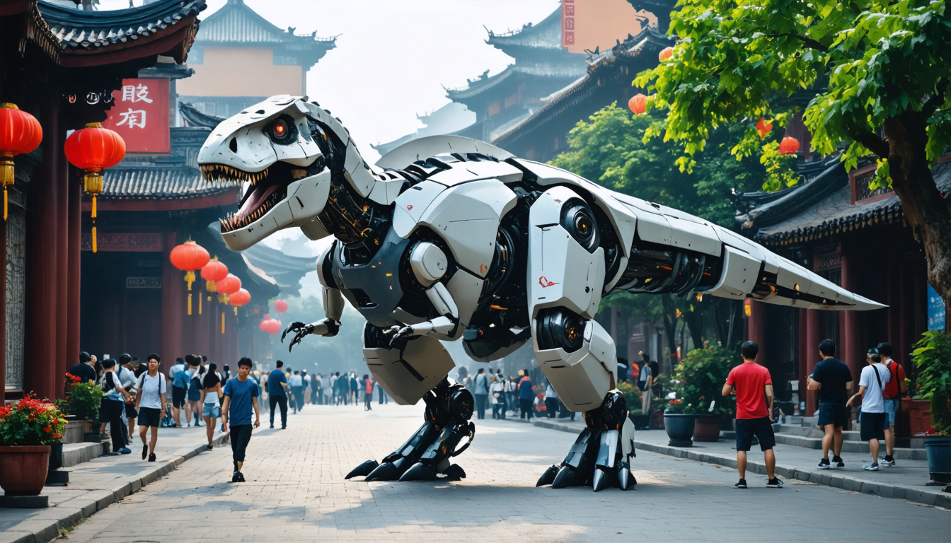 découvrez l'incroyable robot présenté par la chine, capable de se métamorphoser en dinosaure ! une innovation technologique impressionnante alliant modernité et fascination préhistorique.