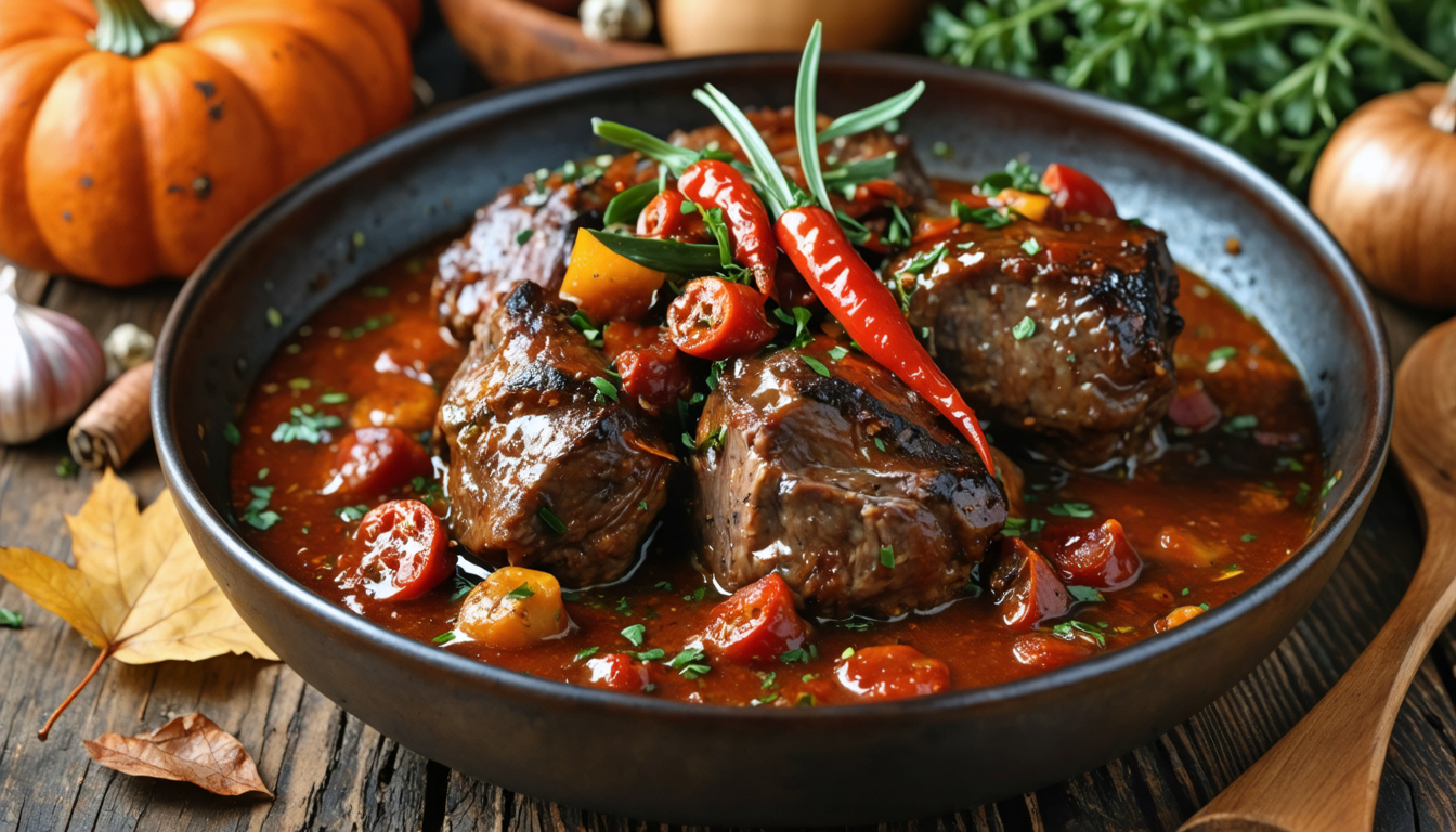 découvrez la recette de joues de porc doucement mijotées au chorizo et piment d’espelette, une explosion de saveurs réconfortantes idéale pour un automne parfumé et gourmand.