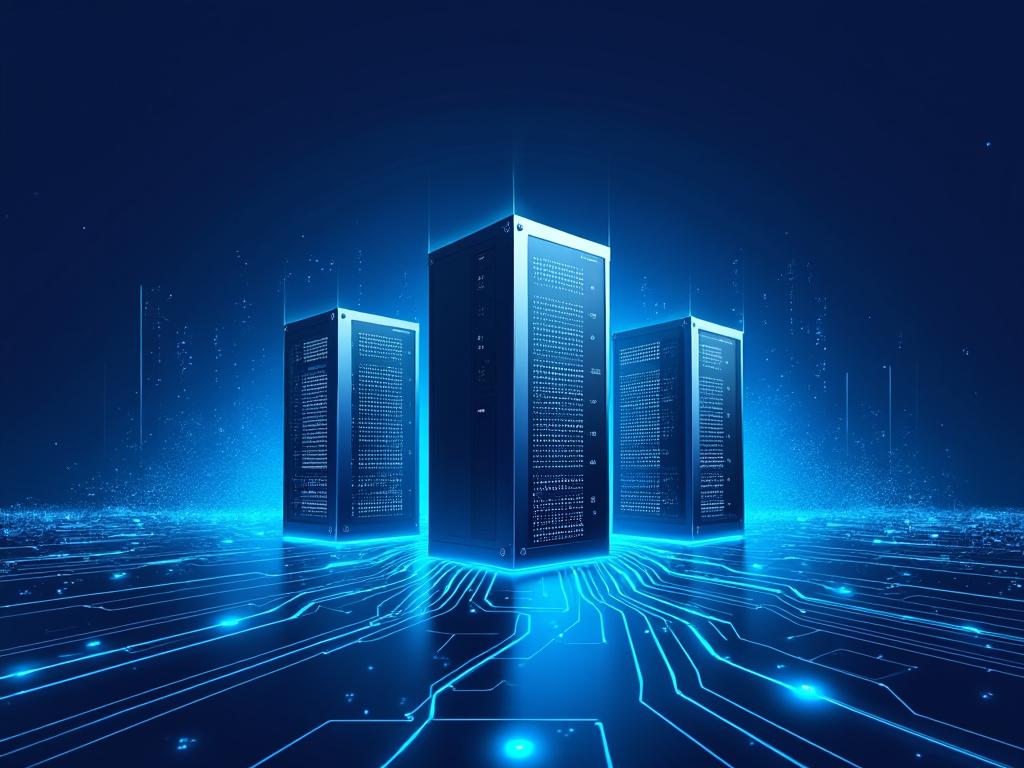 Data center con server illuminati elettronicamente.