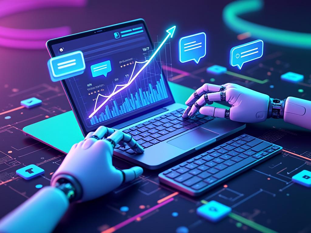 Mains robotiques utilisant un ordinateur avec graphique.