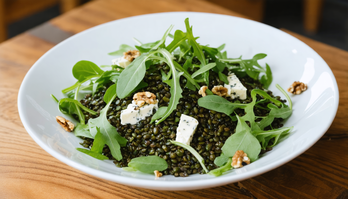 discover the lentil salad with bleu d’auvergne, a bold recipe combining intense flavors and refined elegance for a healthy and gourmet dish.