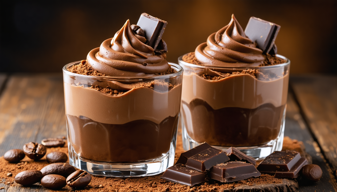 saboree una mousse chocolate-café intensa ultra fundente, lista en solo 10 minutos, sin huevos y perfecta para deleitar a todos los amantes del dulce.