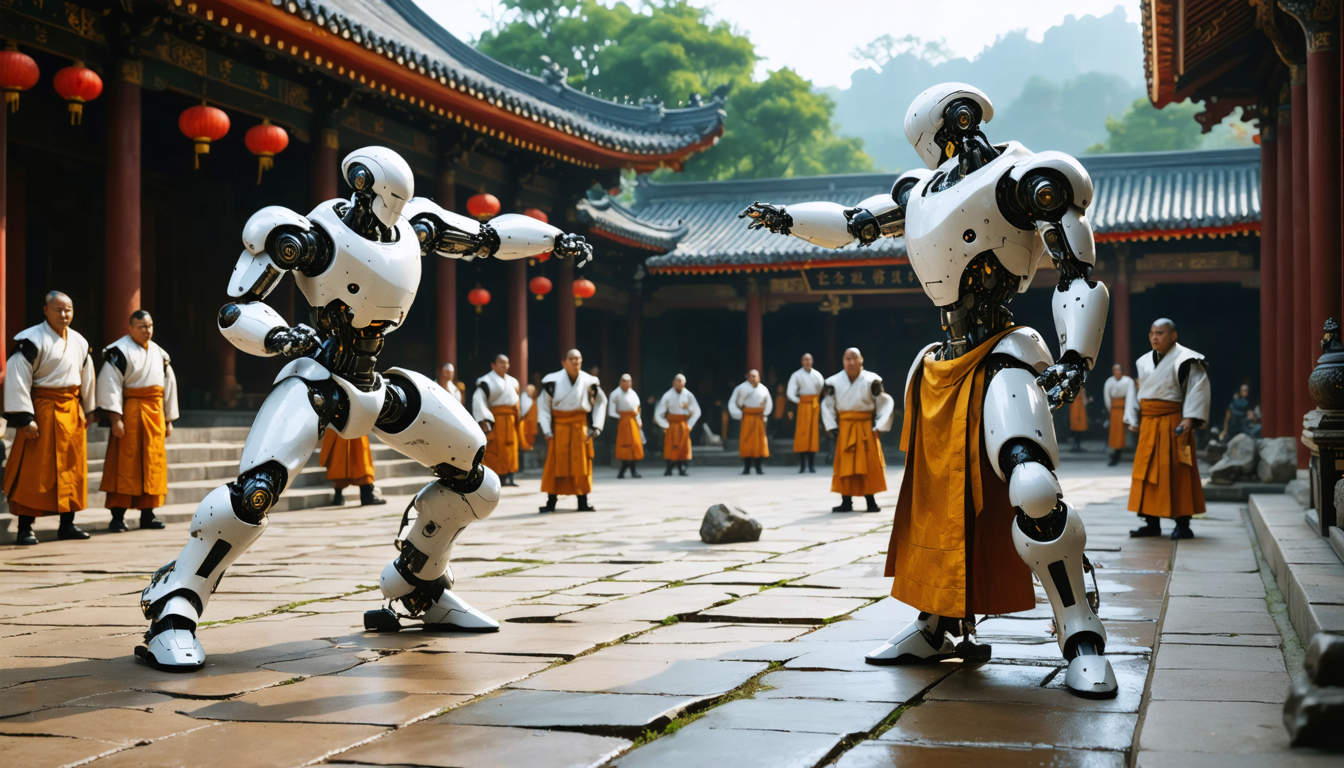 découvrez comment des robots humanoïdes s'entraînent au kung-fu aux côtés des moines shaolin dans cette vidéo fascinante alliant tradition et technologie.