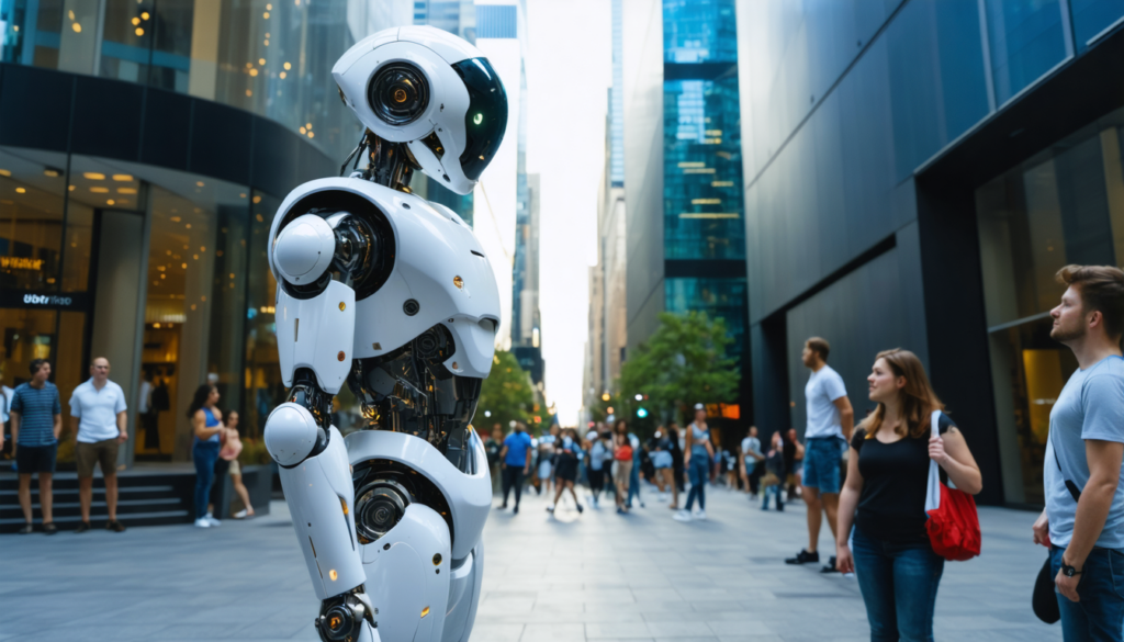 découvrez la vidéo du robot xpeng iron qui fascine les visiteurs au centre commercial de shenzhen par ses performances impressionnantes et son design futuriste.