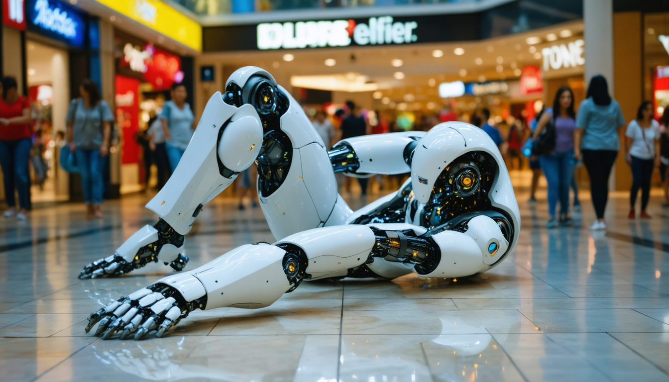 découvrez une vidéo captivante où un robot se transforme en démon avant de s'effondrer lors d'une démonstration spectaculaire, mêlant technologie et mystère.