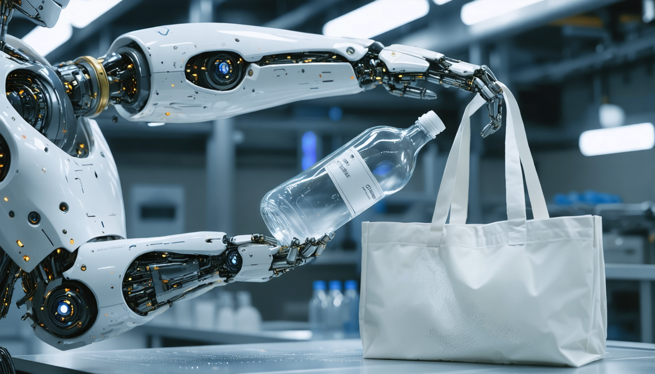 découvrez le défi technologique impressionnant où un robot tente de placer une bouteille dans un sac avec précision et agilité. une prouesse d'ingénierie à ne pas manquer !