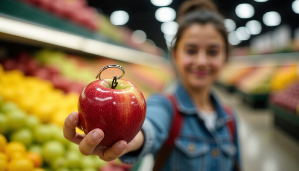 Im Supermarkt enthüllt ein Schlüsselbund die Qualitätsfrüchte auf einen Blick