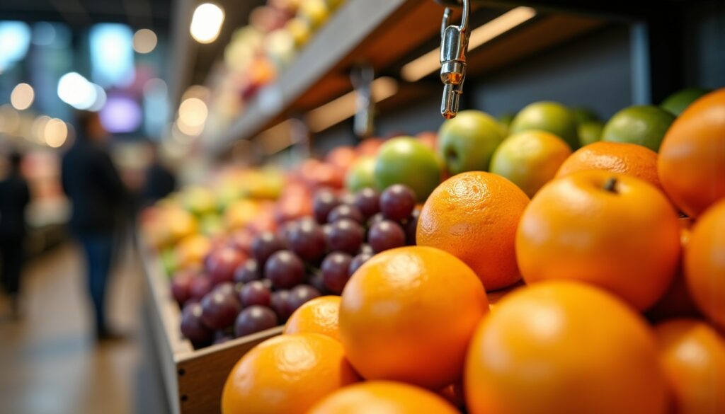 W supermarkecie pęk kluczy odsłania owoce najwyższej jakości w mgnieniu oka