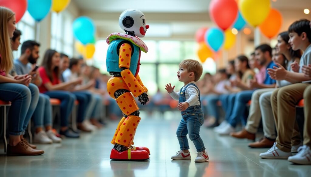 Vidéo : un robot clown surprend en donnant un coup de pied à un enfant lors d'une démonstration